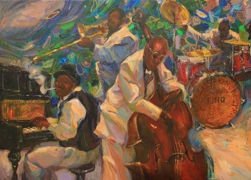 Portrait peinture groupe de jazz