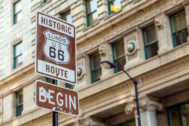 Le début de la Route 66 à Chicago