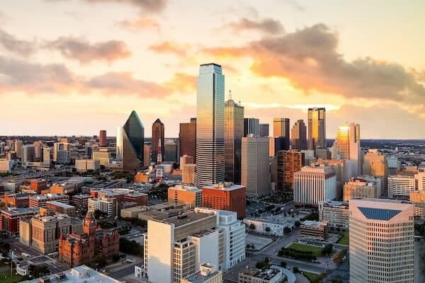 Vue aérienne sur Dallas