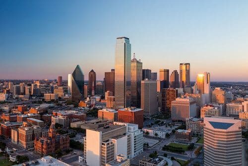 Vue sur les buildings de Dallas