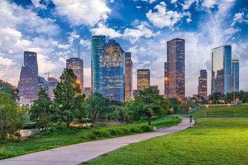 Vue sur les buildings d'Houston
